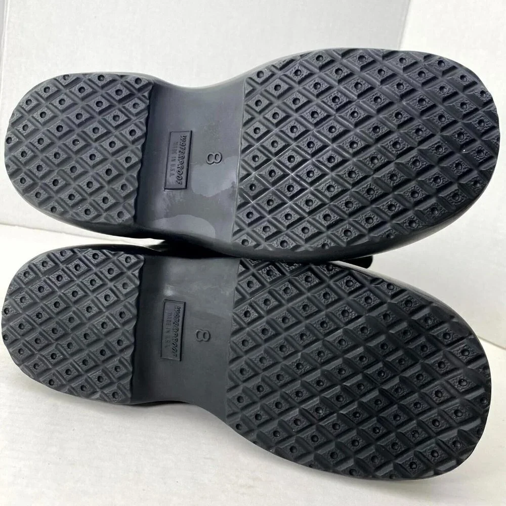 Waterproof Boot Covers Men's Size 8 Black Snap Button Round Toe Knee High Rain‎
